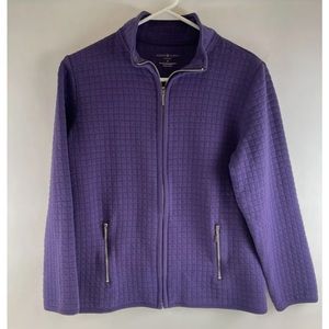 Karen Scott Sport Quilted Zip Up Sweater - Size XL